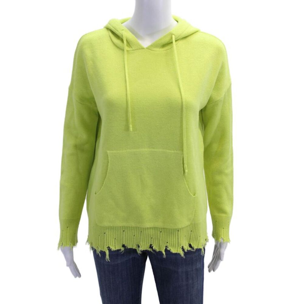Decker Women Pullover Hoodies Green Drawstring Long Sleeve Solid Size S